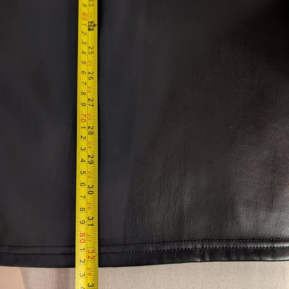 Y2K Inspired Black Faux Leather Mini Dress Size Small Puffy Short Sleeve Lined - Picture 10 of 12